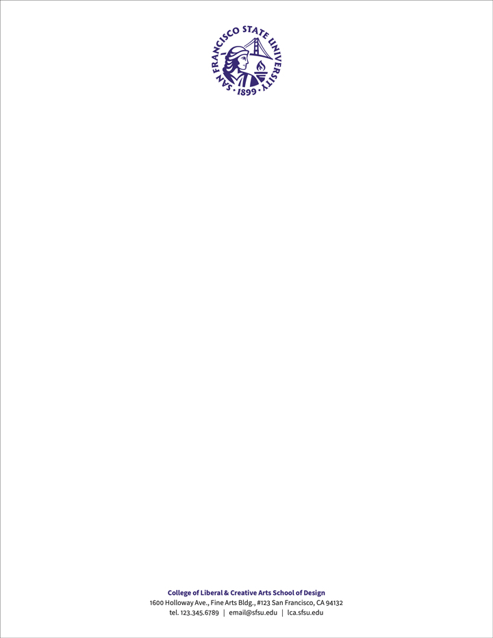 Blank letter with SFSU Primary Logo Letterhead
