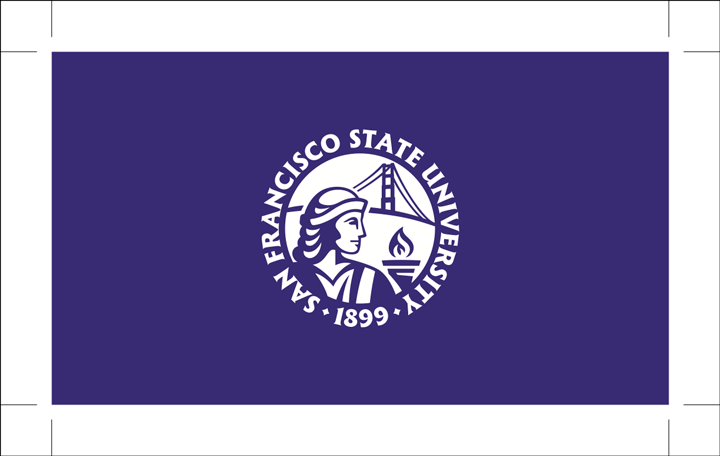 Front of two-sided SFSU business card with logo