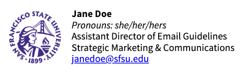 Minimal Signature example with SFSU logo
