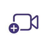 SF State purple icon of a camera with a plus