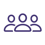 purple outline of three figures